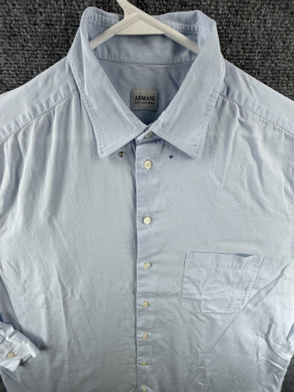 Armani Collezioni Cotton Striped 17 Blue Pocket Long Sleeve Shirt Button Up Men